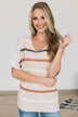 My Point Of View Striped Knit Top- Peach