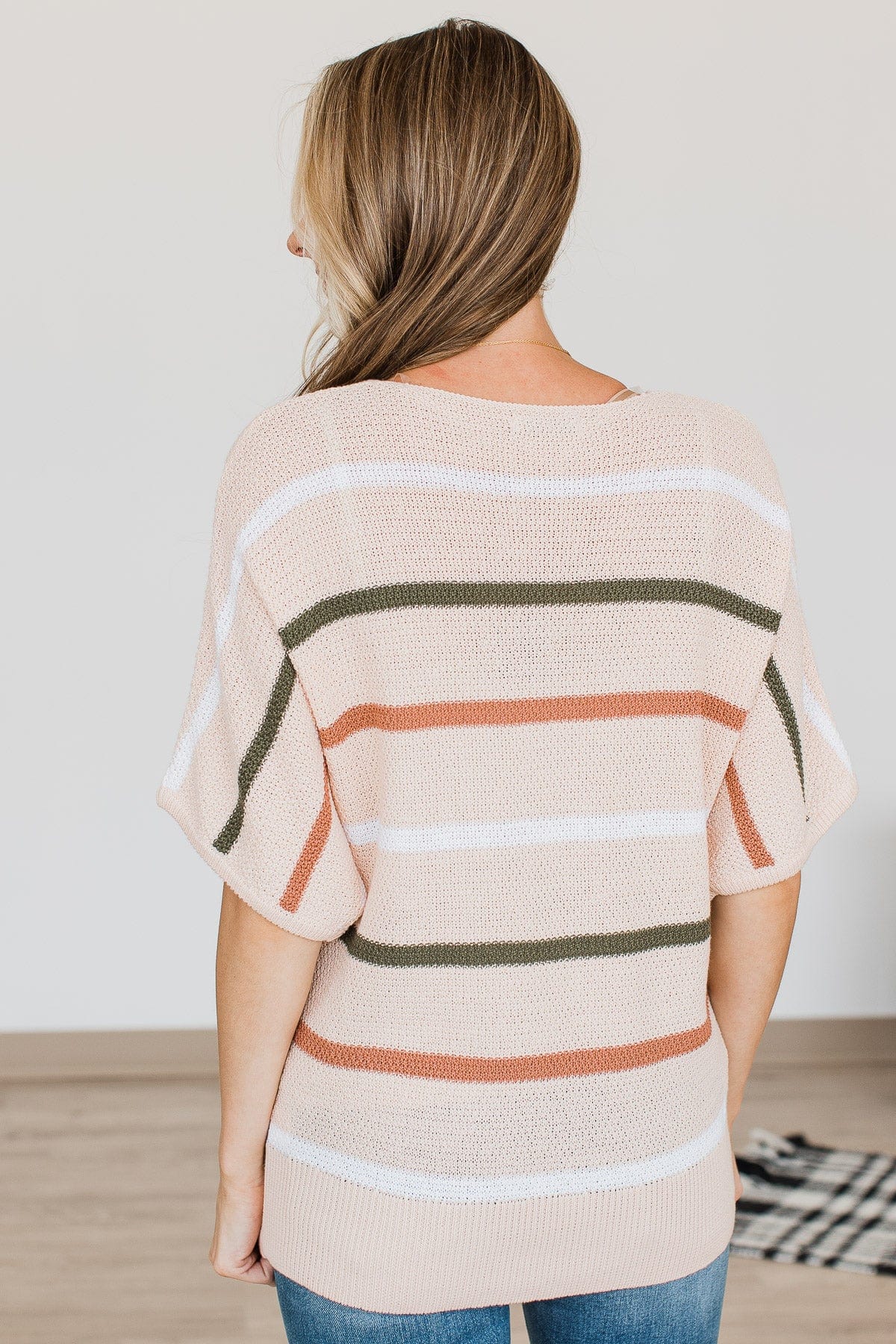 My Point Of View Striped Knit Top- Peach