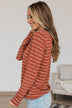 Tune Into This Striped Long Sleeve Top- Copper