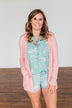 Time To Be Alive Drape Cardigan- Salmon Pink