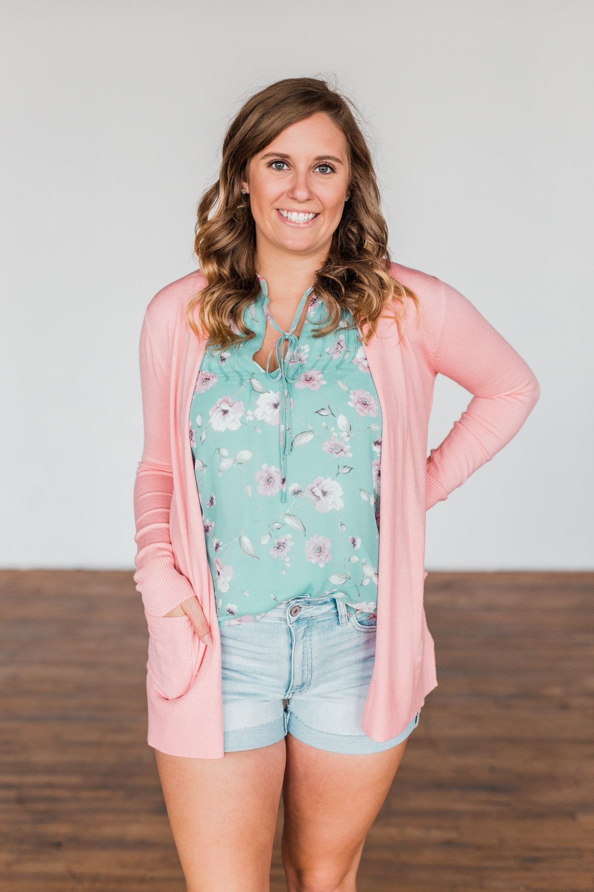 Time To Be Alive Drape Cardigan- Salmon Pink