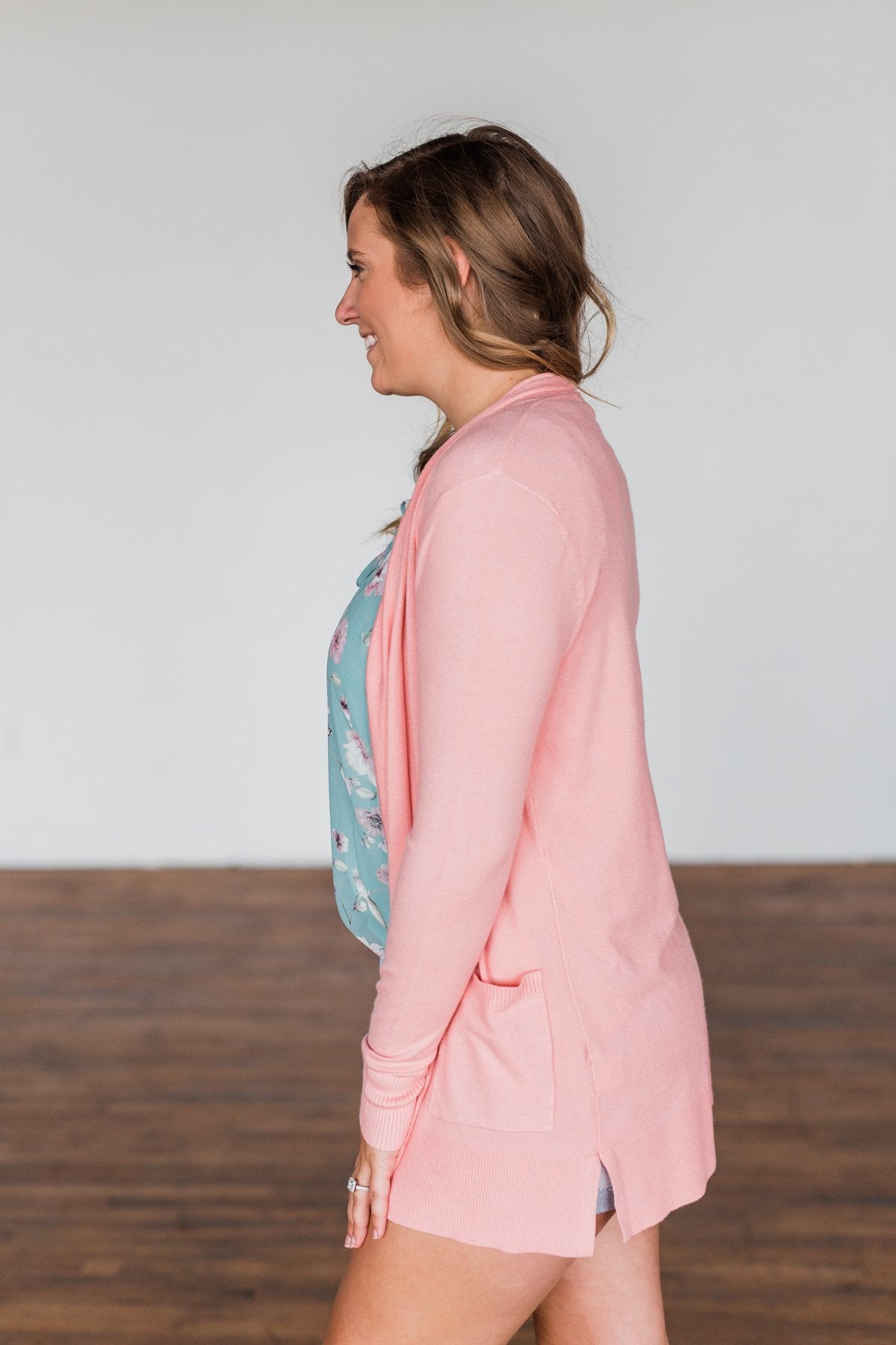 Time To Be Alive Drape Cardigan- Salmon Pink