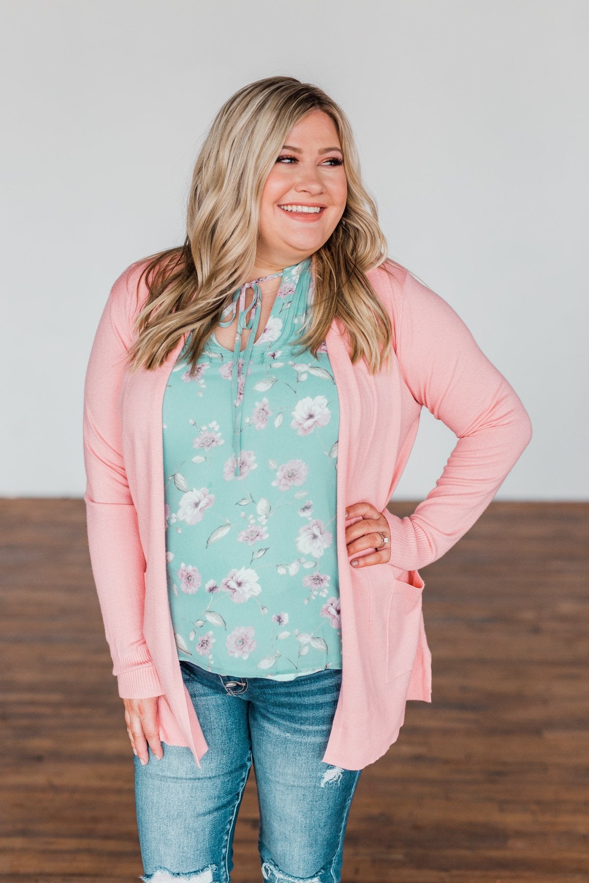 Time To Be Alive Drape Cardigan- Salmon Pink