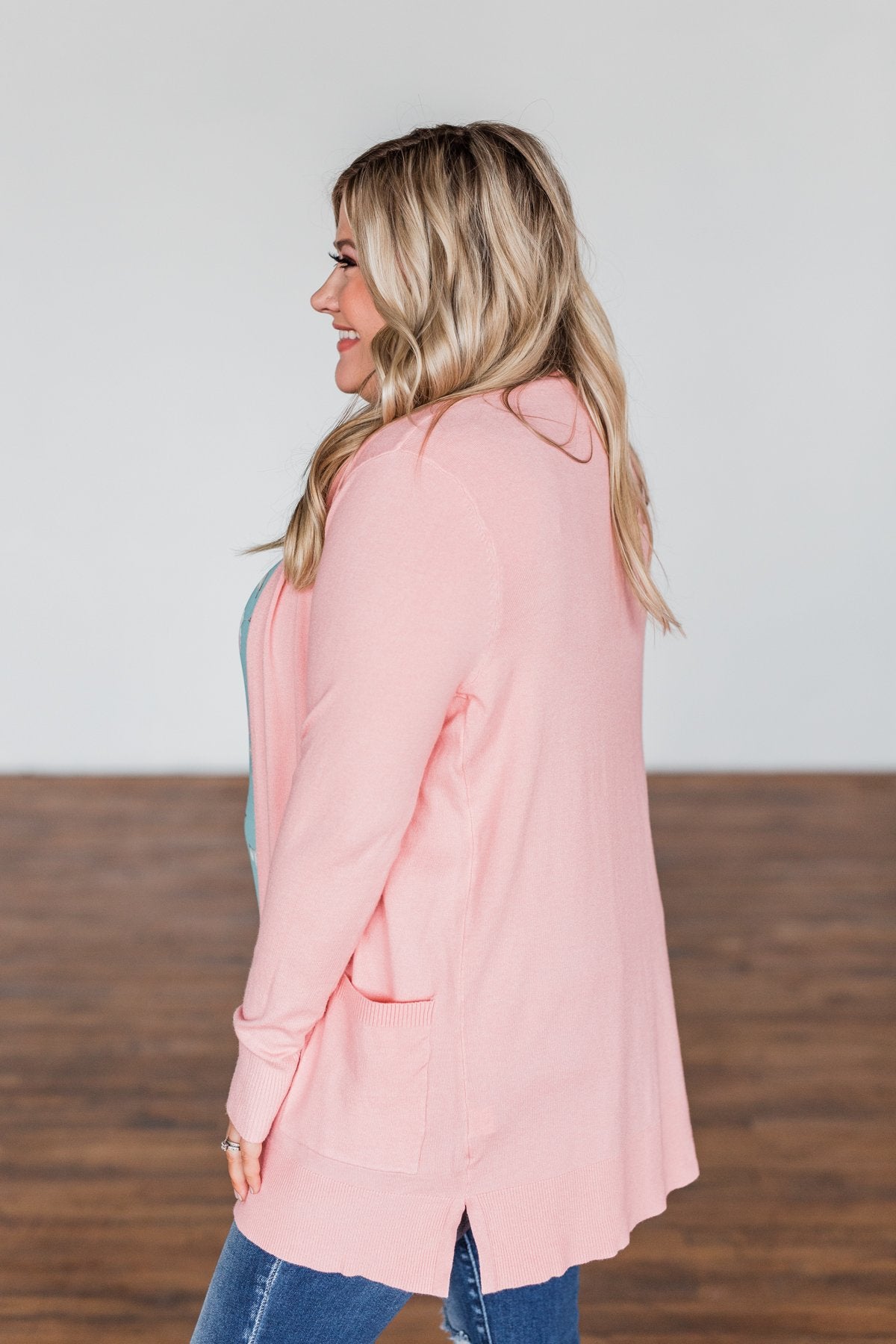 Time To Be Alive Drape Cardigan- Salmon Pink