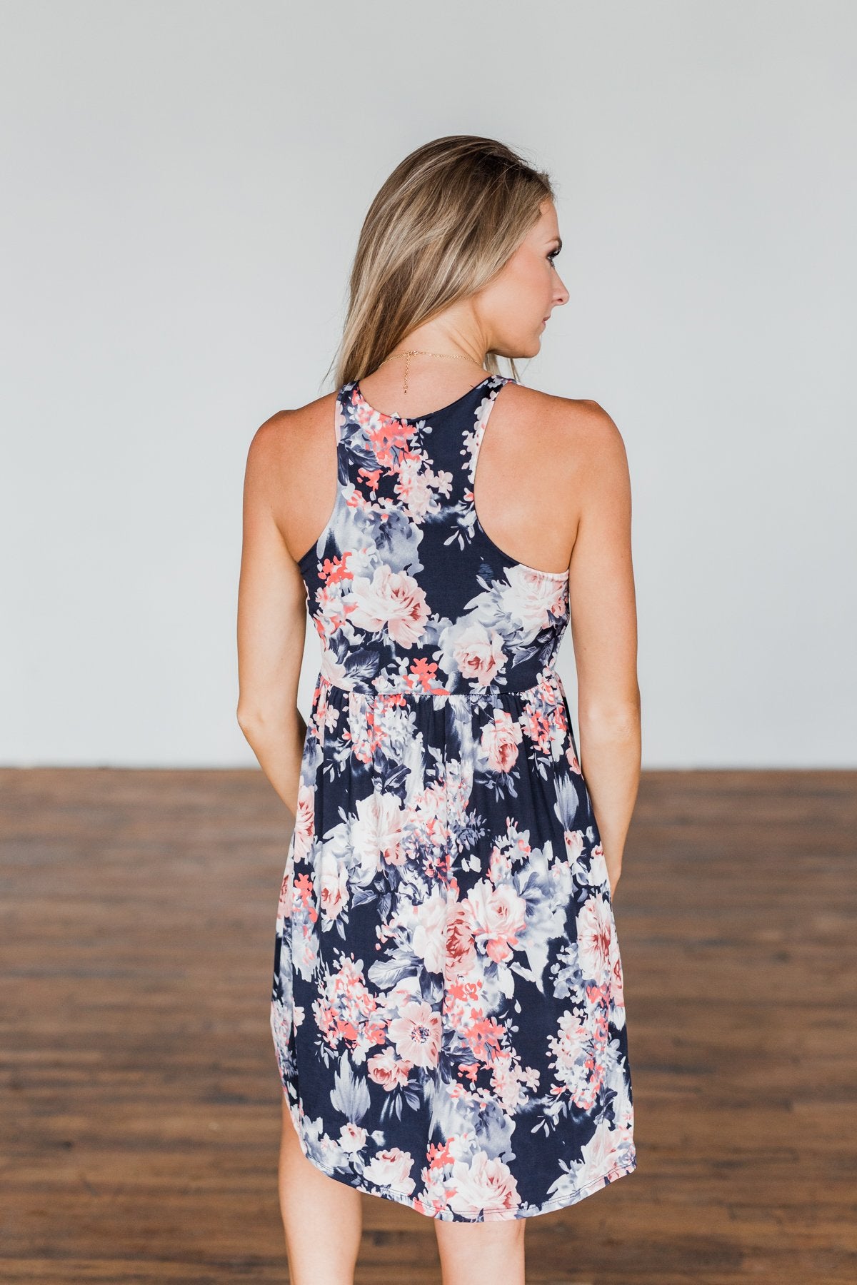 Bloom In The Night Floral Sleeveless Dress- Deep Navy