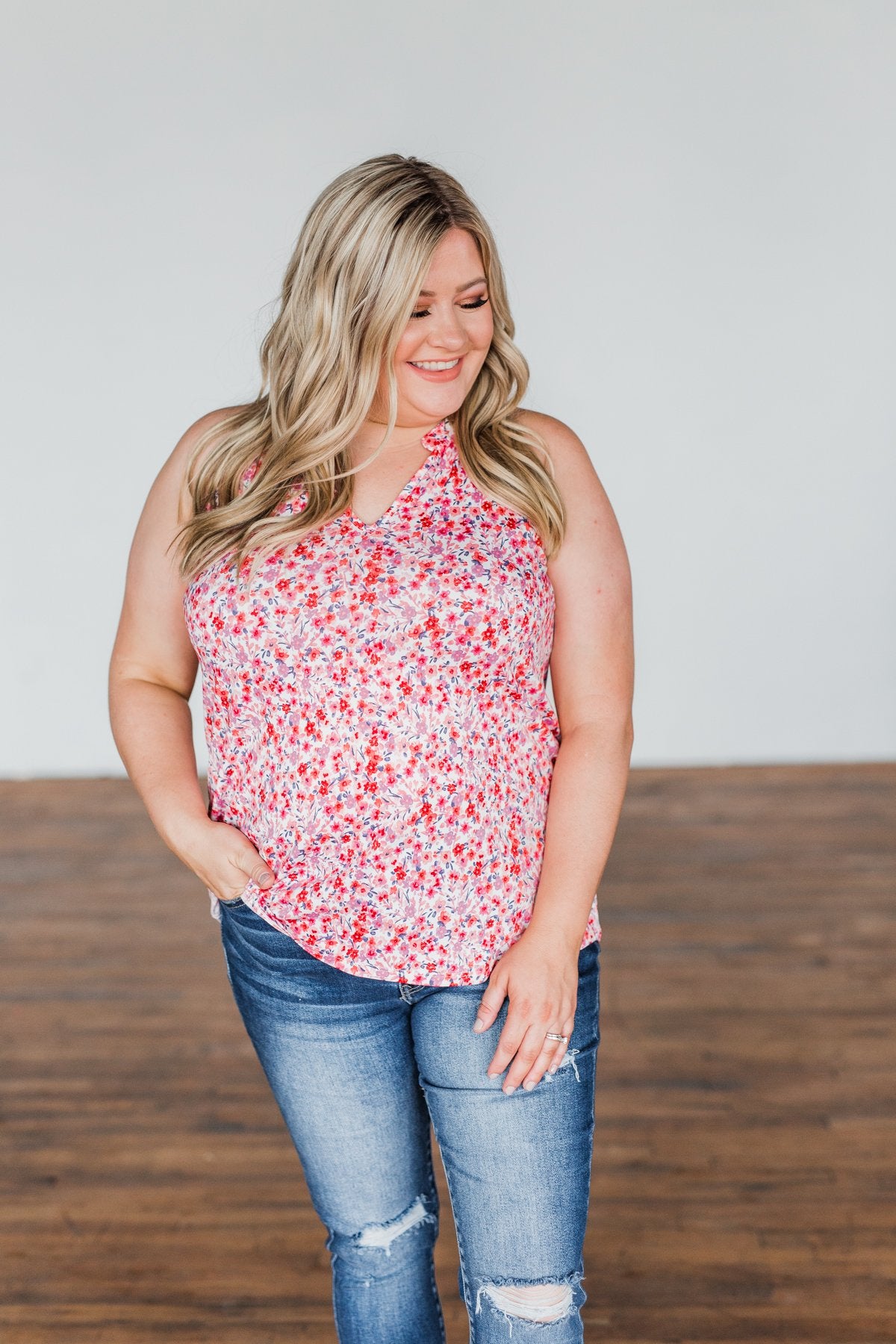 Spaces Between Us V-Neck Tank Top- Shades of Pink