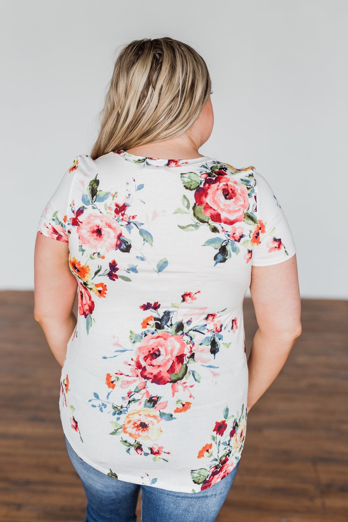 Music To My Ears Short Sleeve Floral Top- Ivory