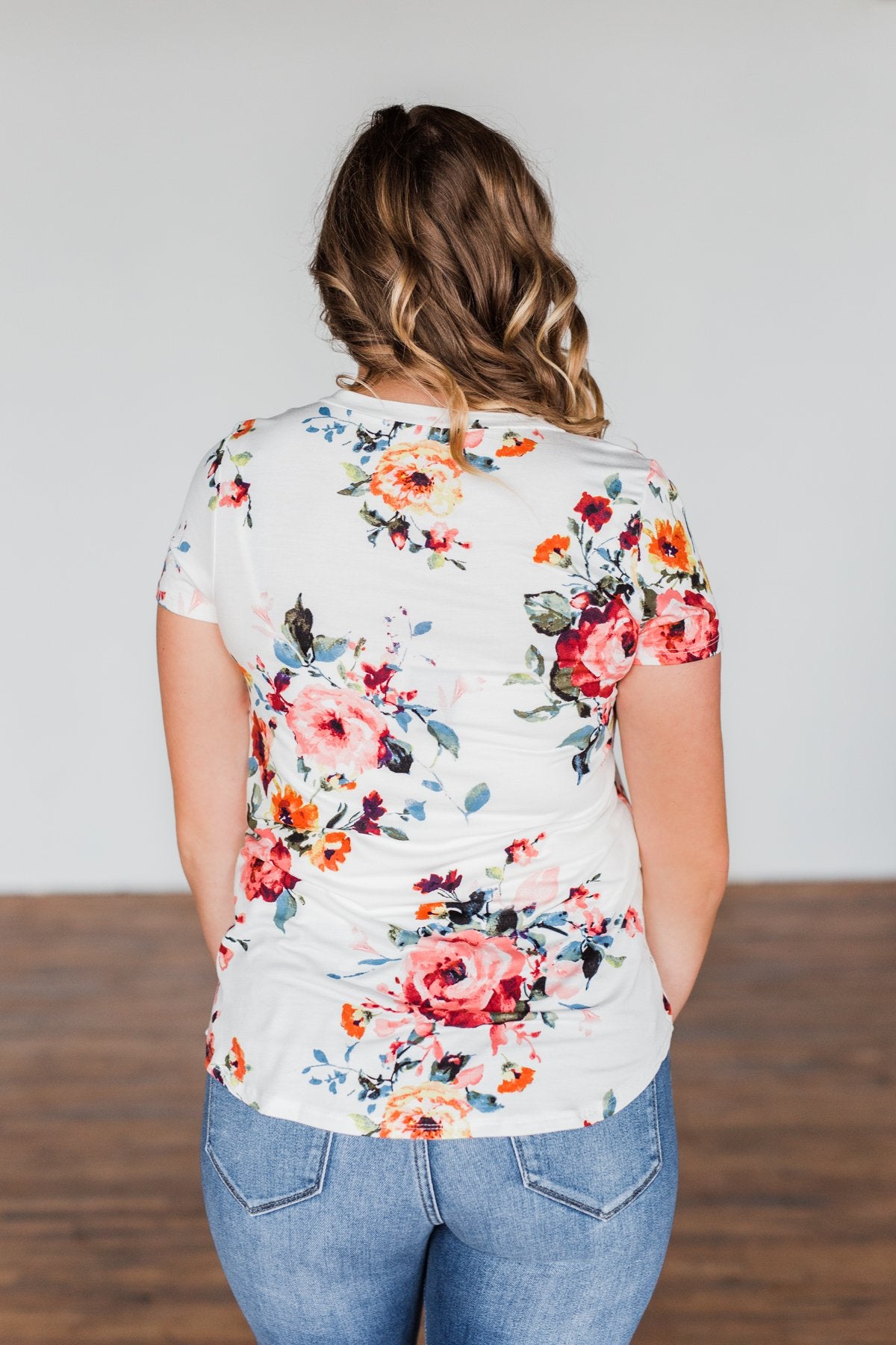 Music To My Ears Short Sleeve Floral Top- Ivory