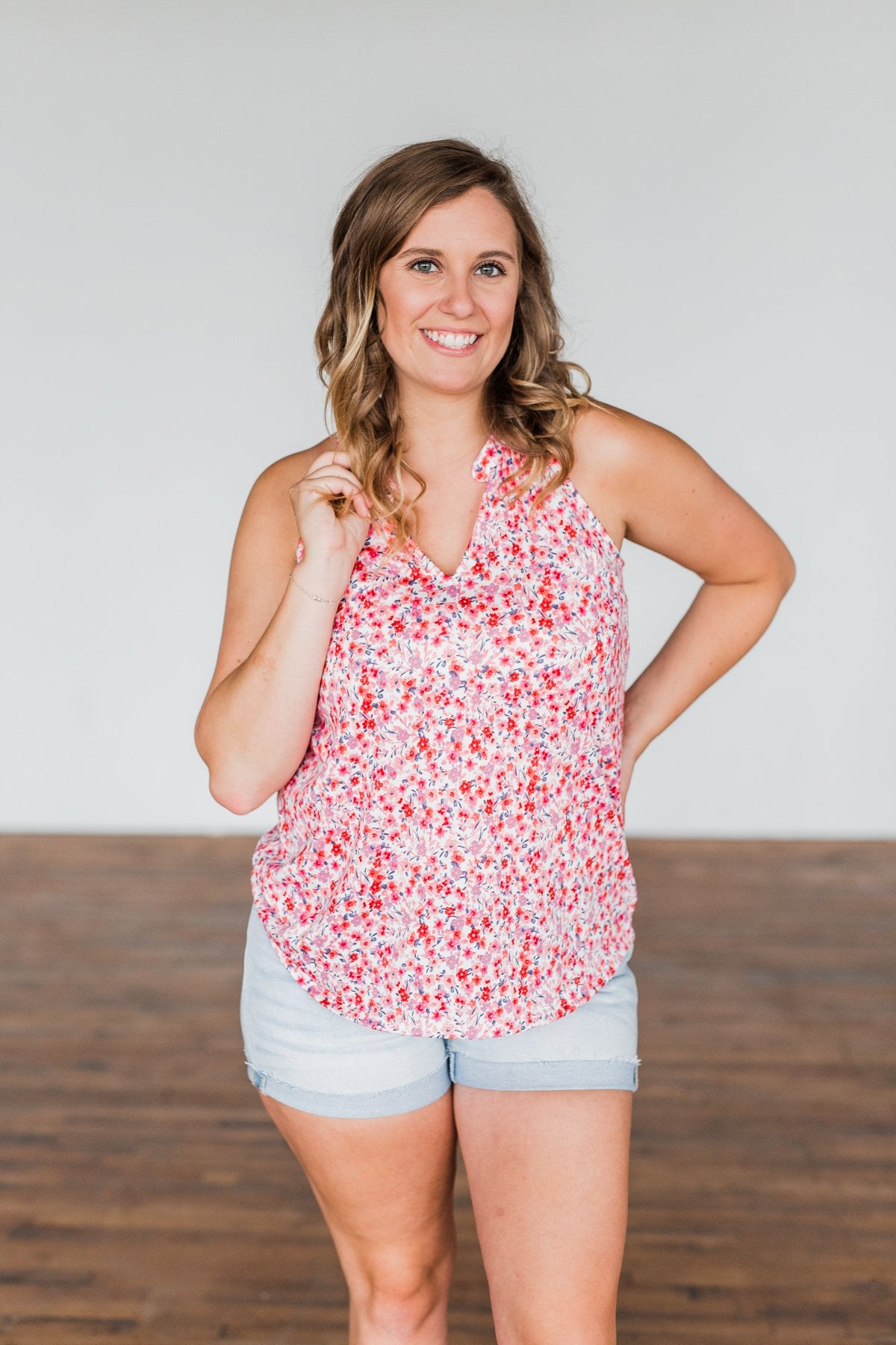 Spaces Between Us V-Neck Tank Top- Shades of Pink