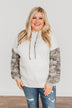 Back To Nature Drawstring Hooded Top- Heather Grey & Camo