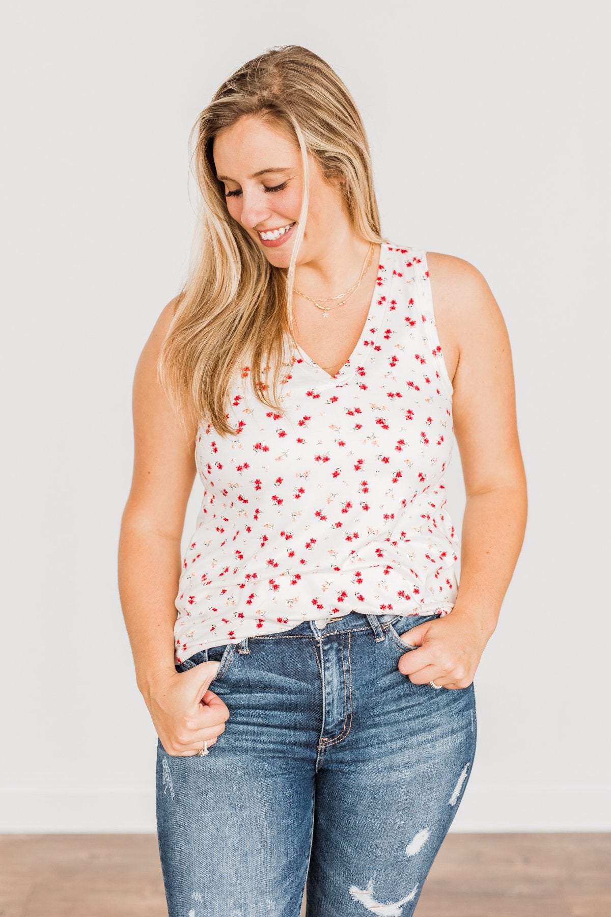 Breathtaking Beauty Floral Tank Top- Ivory