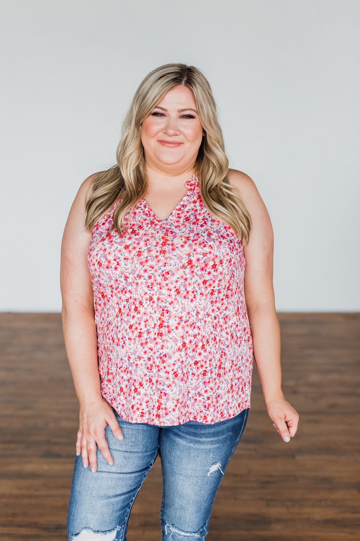 Spaces Between Us V-Neck Tank Top- Shades of Pink
