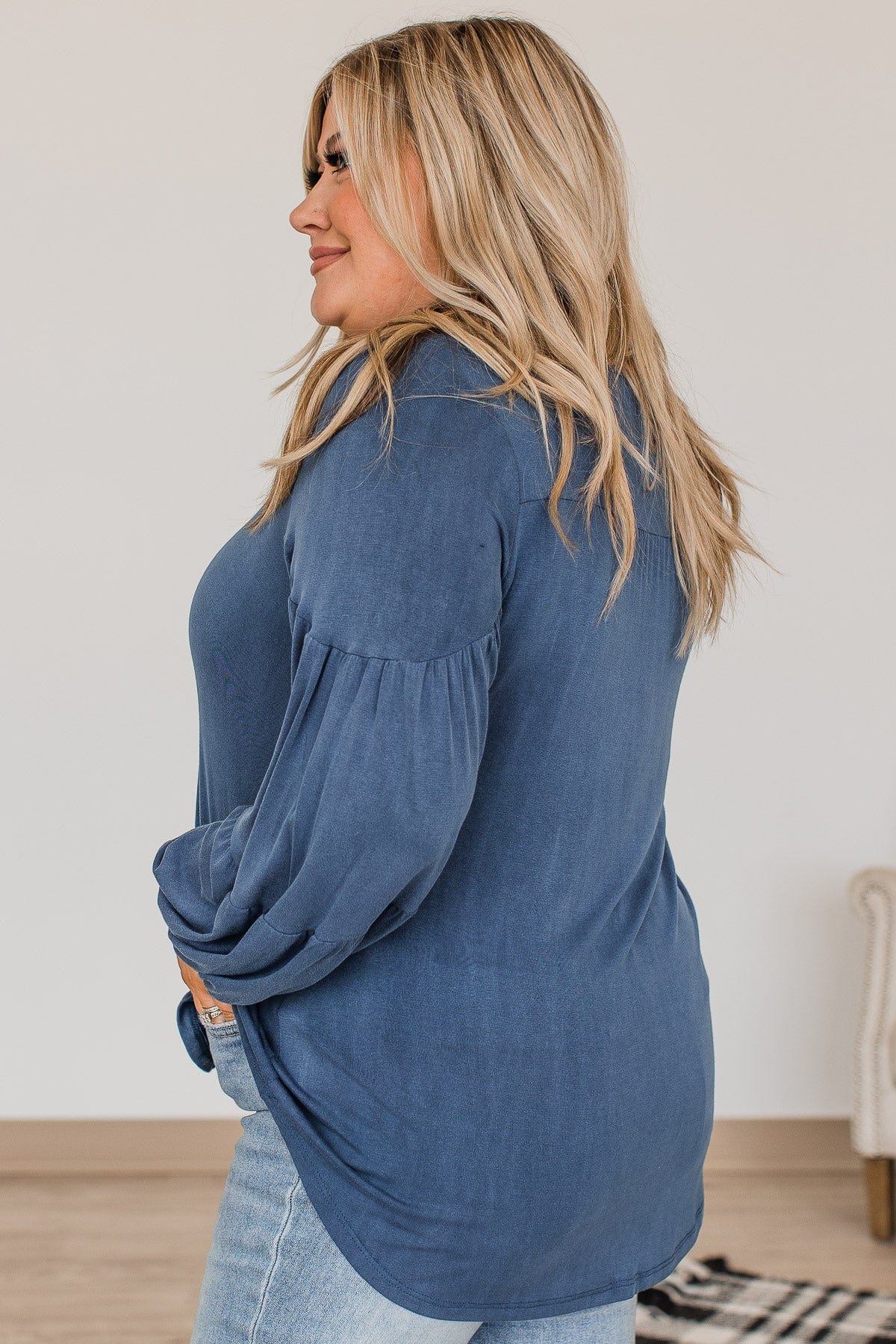 Secret Treasures Pope Sleeve Top- Blue