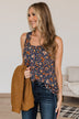 Eye Catching Beauty Floral Tank- Navy