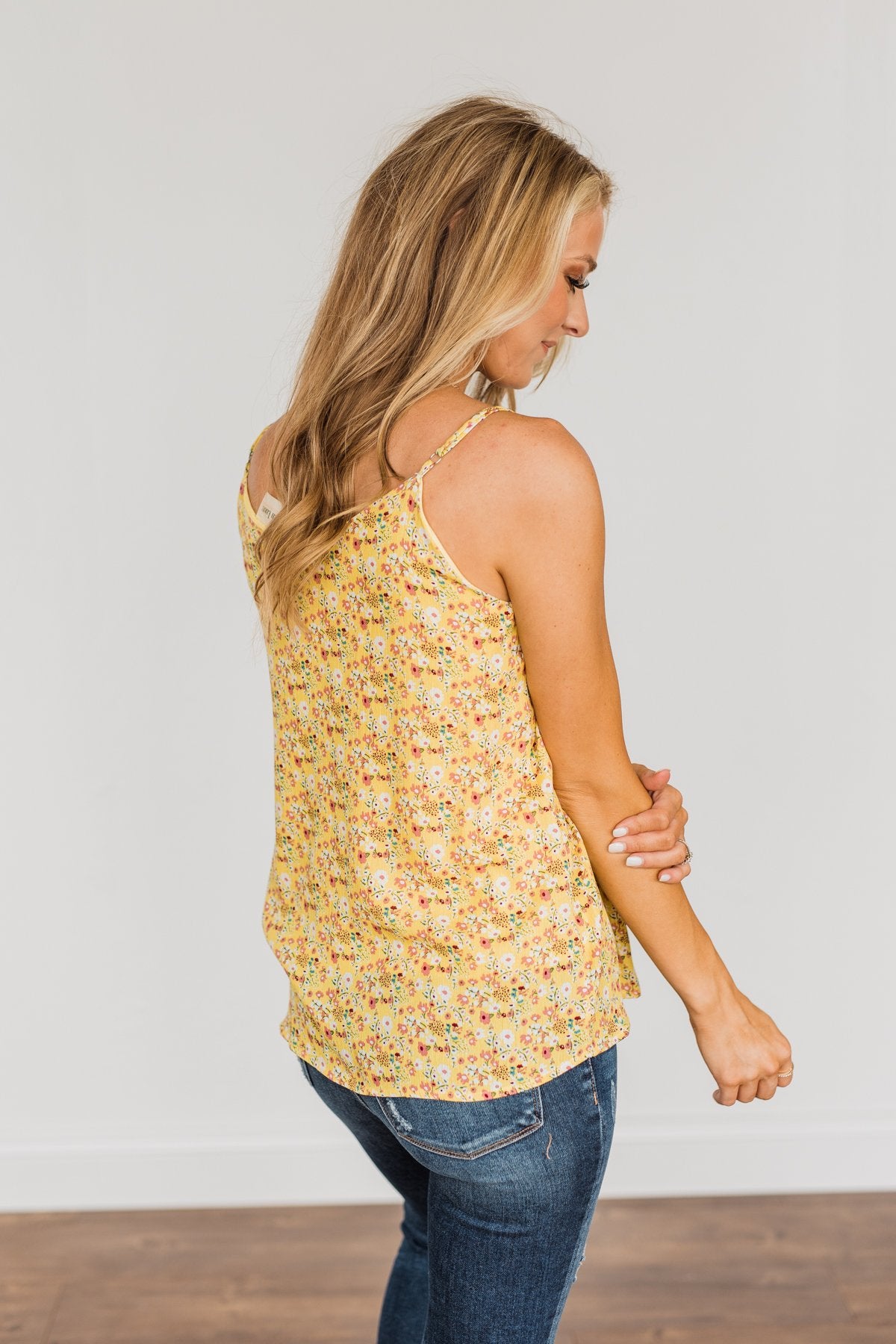 Fields Of Gold Floral Tank Top- Yellow
