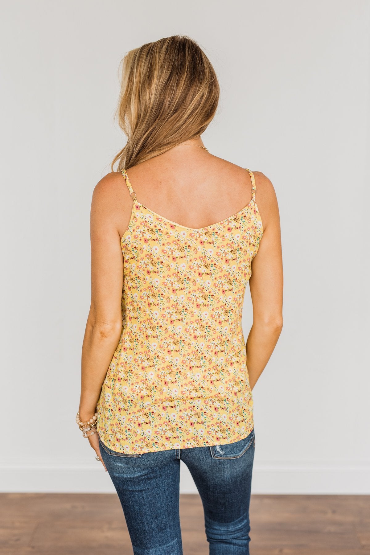 Fields Of Gold Floral Tank Top- Yellow
