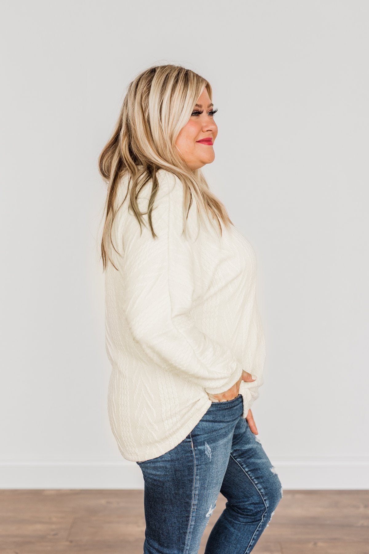 Here For A Good Time Knit Sweater- Light Cream