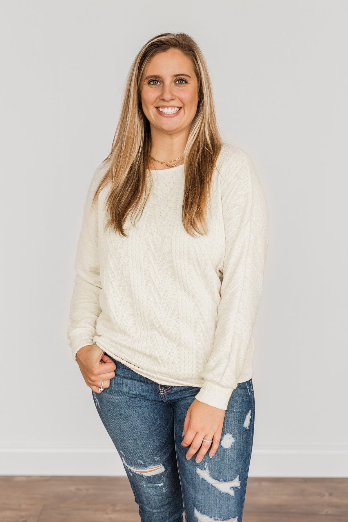 Here For A Good Time Knit Sweater- Light Cream