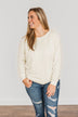 Here For A Good Time Knit Sweater- Light Cream