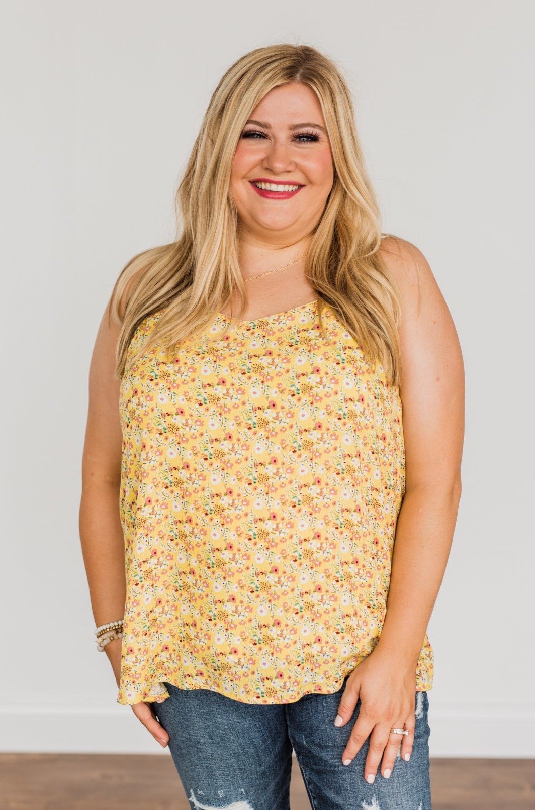 Fields Of Gold Floral Tank Top- Yellow