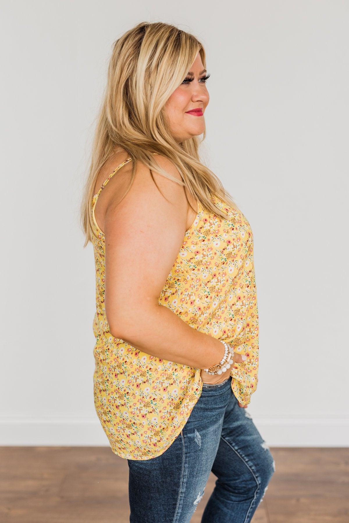 Fields Of Gold Floral Tank Top- Yellow