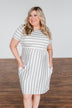 Wanted You To Know Striped Dress- Ivory & Grey