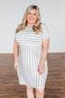 Wanted You To Know Striped Dress- Ivory & Grey