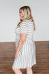 Wanted You To Know Striped Dress- Ivory & Grey