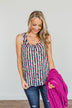 Put Your Head On My Shoulder Floral Tank Top- Navy