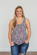 Put Your Head On My Shoulder Floral Tank Top- Navy