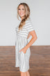 Wanted You To Know Striped Dress- Ivory & Grey