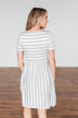 Wanted You To Know Striped Dress- Ivory & Grey
