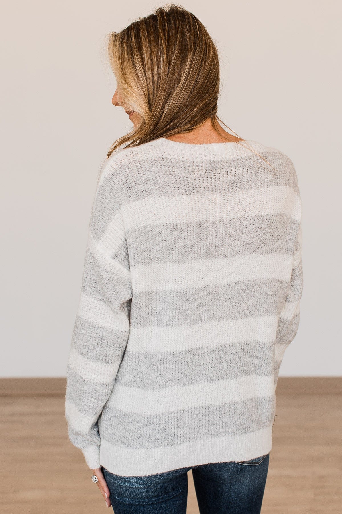Perfectly Me Knit Sweater- Grey & Off-White