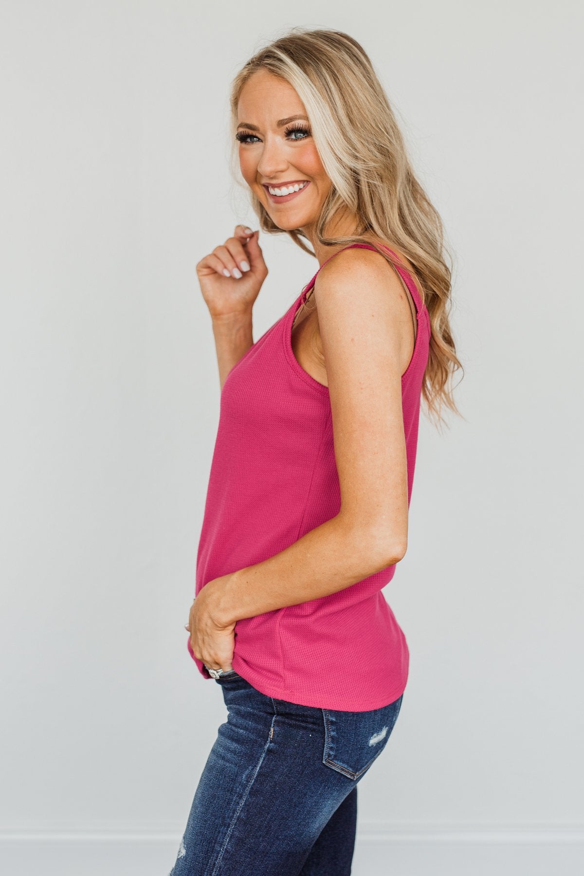 Born To Be Together Knit Tank Top- Hot Pink
