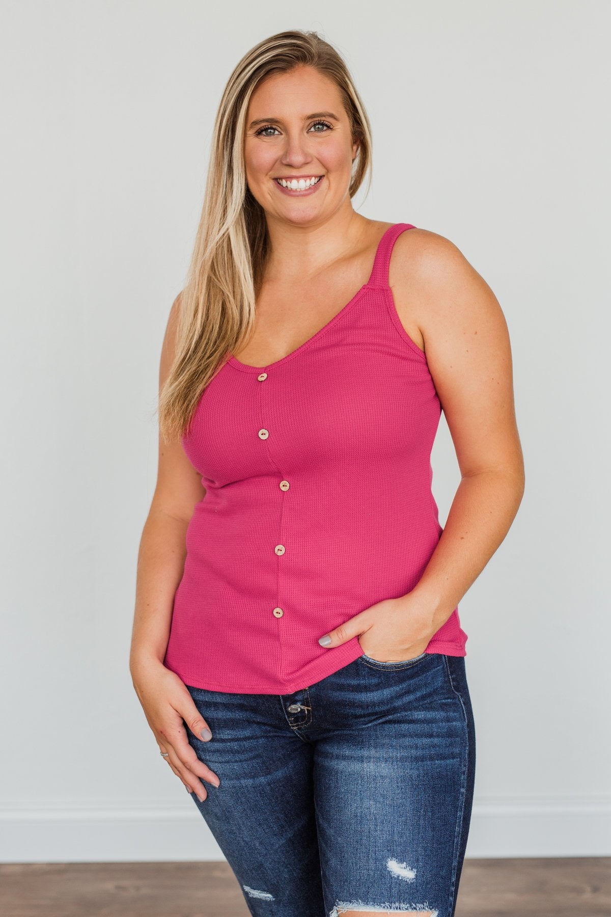 Born To Be Together Knit Tank Top- Hot Pink