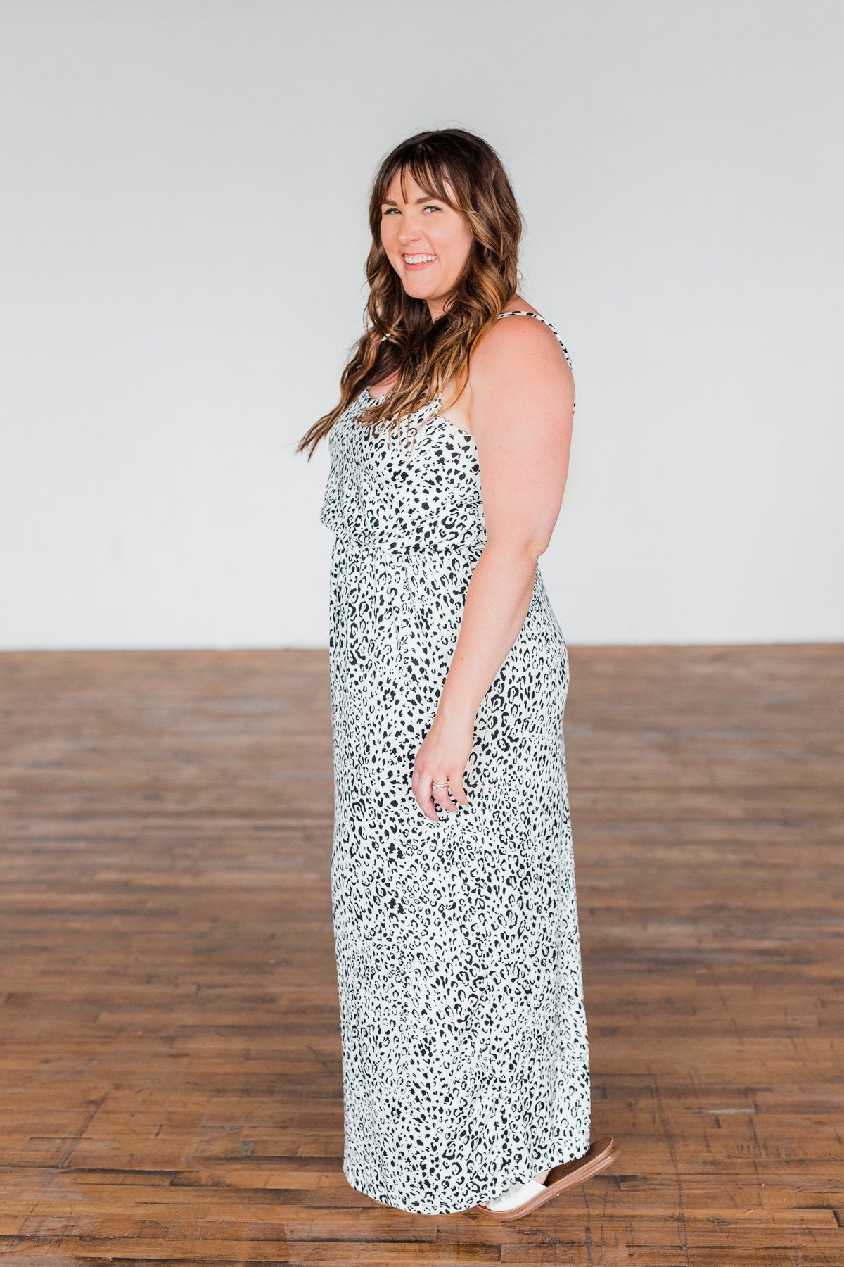 Begin Your Journey Leopard Maxi Dress- Off White