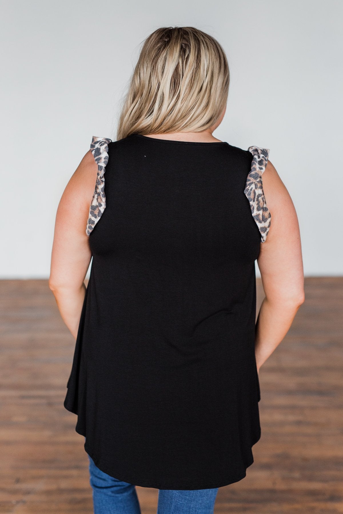 Chase That Feeling Ruffle Sleeve Top- Black