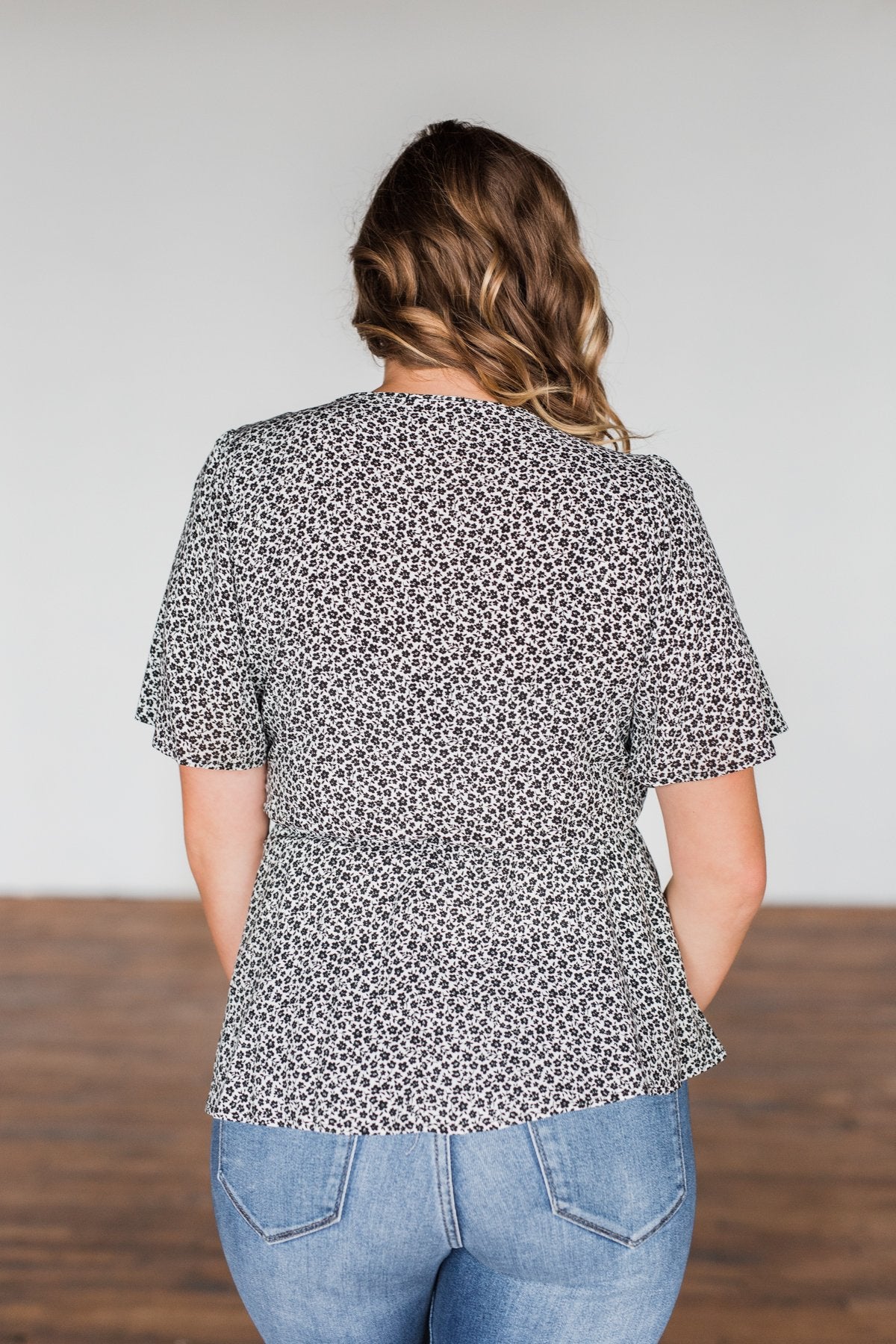 Begin Again Floral Wrap Blouse- Off White & Black