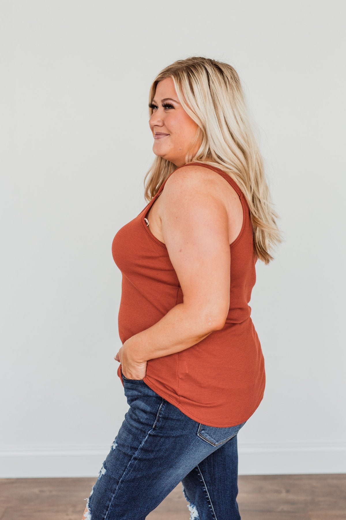 Born To Be Together Knit Tank Top- Rust