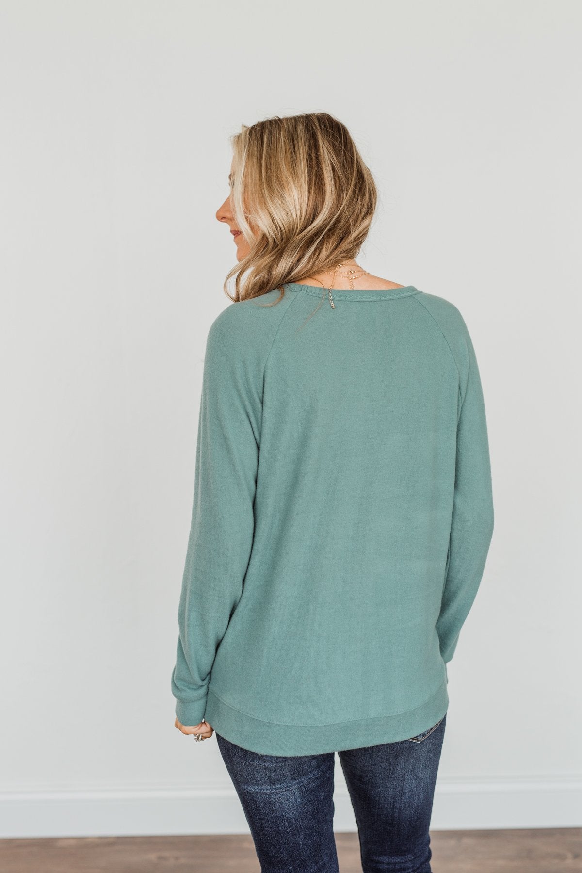 Making Wishes Long Sleeve Knit Top- Blue Jade