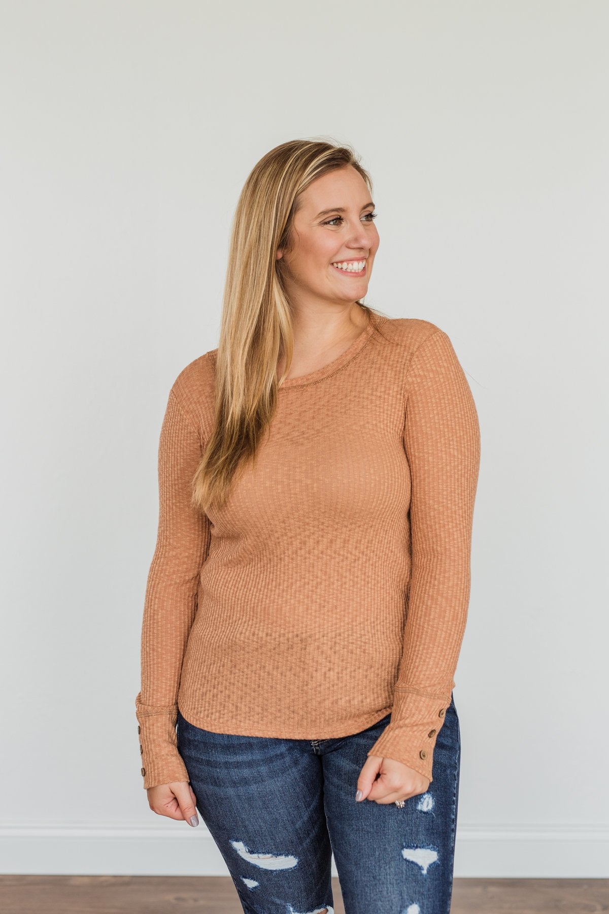 Better Than Ever Long Sleeve Knit Top- Camel