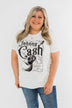 "Johnny Cash" Distressed Graphic Top- Off White