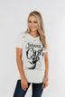 "Johnny Cash" Distressed Graphic Top- Off White