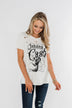 "Johnny Cash" Distressed Graphic Top- Off White