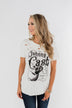 "Johnny Cash" Distressed Graphic Top- Off White