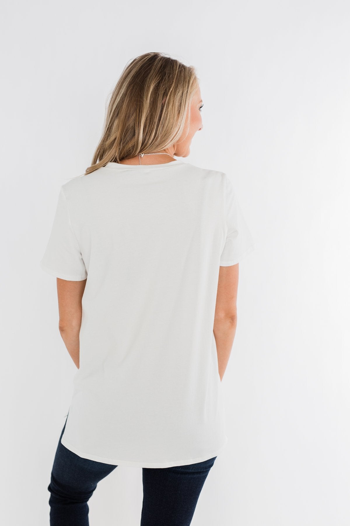 "Johnny Cash" Distressed Graphic Top- Off White
