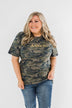 "Amen." Glitter Graphic Top- Vintage Camo