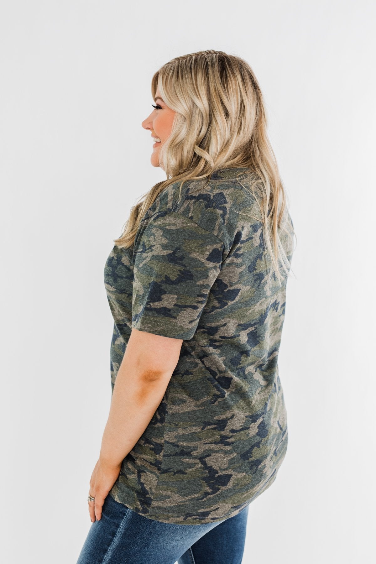 "Amen." Glitter Graphic Top- Vintage Camo