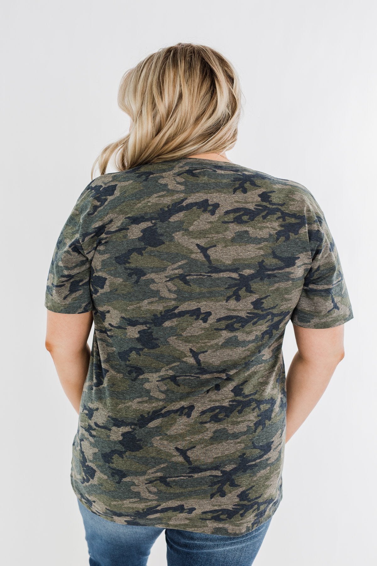 "Amen." Glitter Graphic Top- Vintage Camo