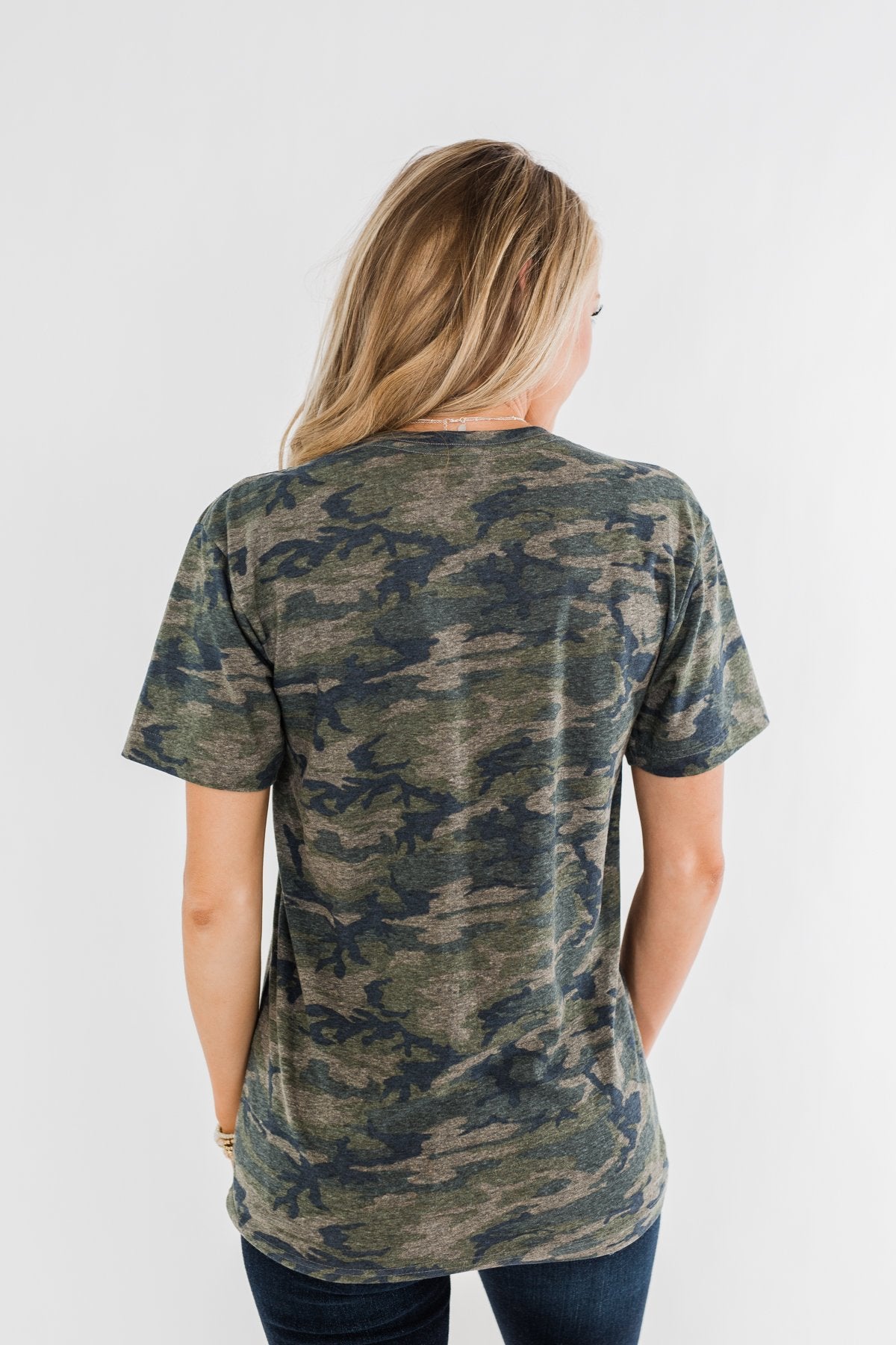 "Amen." Glitter Graphic Top- Vintage Camo